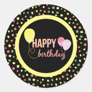 Grattis på födelsedagen Girly Runt Klistermärke