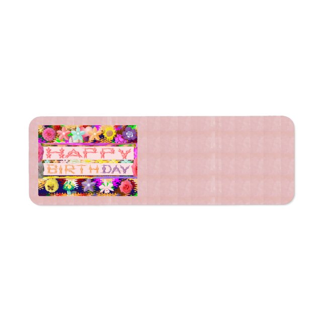 Grattis på födelsedagen GladFödelsedag Konstnärlig Returadress Etikett (Framsidan)