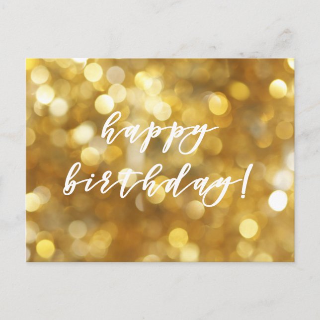 Grattis på födelsedagen! Glamorös Guld Glittrande  Vykort (Framsida)