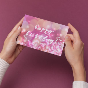 Grattis på födelsedagen! Glamorös Rosa Glitter Föd Vykort