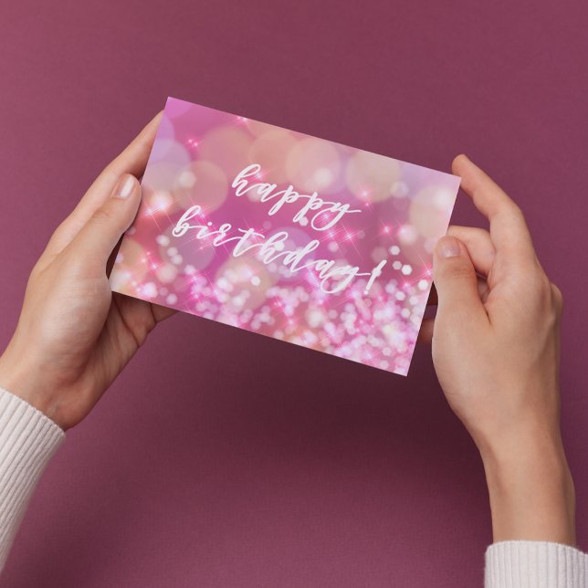 Grattis på födelsedagen! Glamorös Rosa Glitter Föd Vykort (Skapare uppladdad)