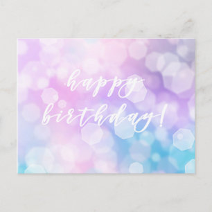 Grattis på födelsedagen! Glamous Lila Bokeh Sparkl Vykort