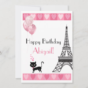 Grattis på födelsedagen Glitter Rosa Heart Eiffel