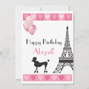 Grattis på födelsedagen Glitter Rosa Heart Eiffel
