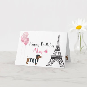 Grattis på födelsedagen Glitter Rosa Heart Eiffel Kort