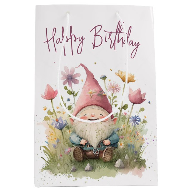 Grattis på födelsedagen Gnome in Flowers (Framsidan)