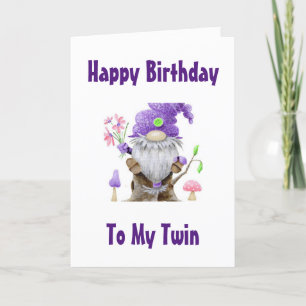 GRATTIS PÅ FÖDELSEDAGEN GNOME STIL TILL MITT "TWIN KORT