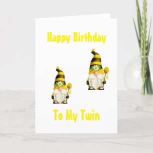 GRATTIS PÅ FÖDELSEDAGEN GNOME STIL TILL MITT "TWIN KORT