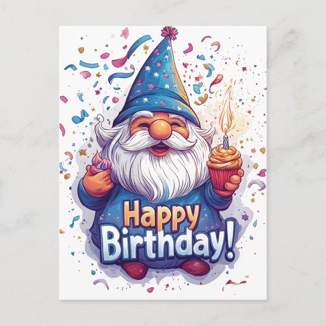 Grattis på födelsedagen Gnome: Viktigt födelsedags Helg Vykort (Framsida)