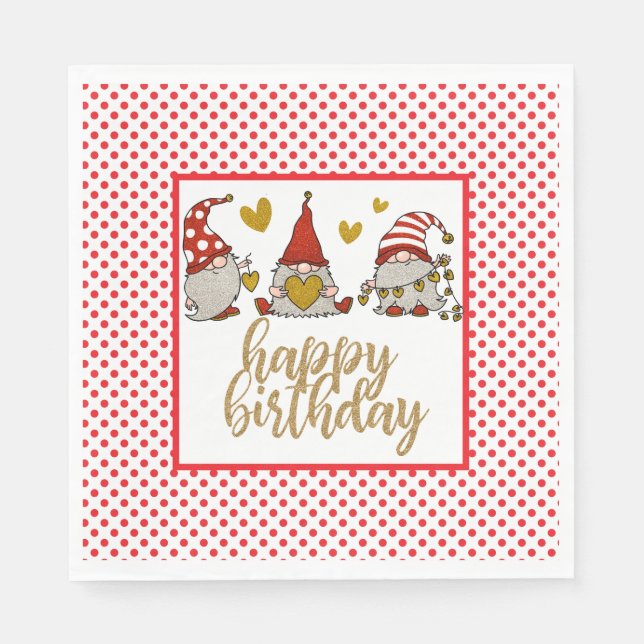 Grattis på födelsedagen Gnomes Pappersservett (Framsidan)