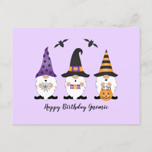 Grattis på födelsedagen Gnomie Halloween Lila Oran Vykort