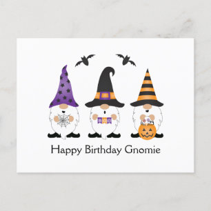 Grattis på födelsedagen Gnomie Halloween Lila Oran Vykort