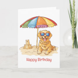 Grattis på födelsedagen Golden Retriever Beach Hun Kort