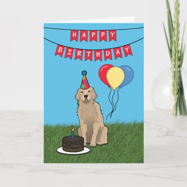 Grattis på födelsedagen Golden Retriever Hund Card Kort (Framsida)