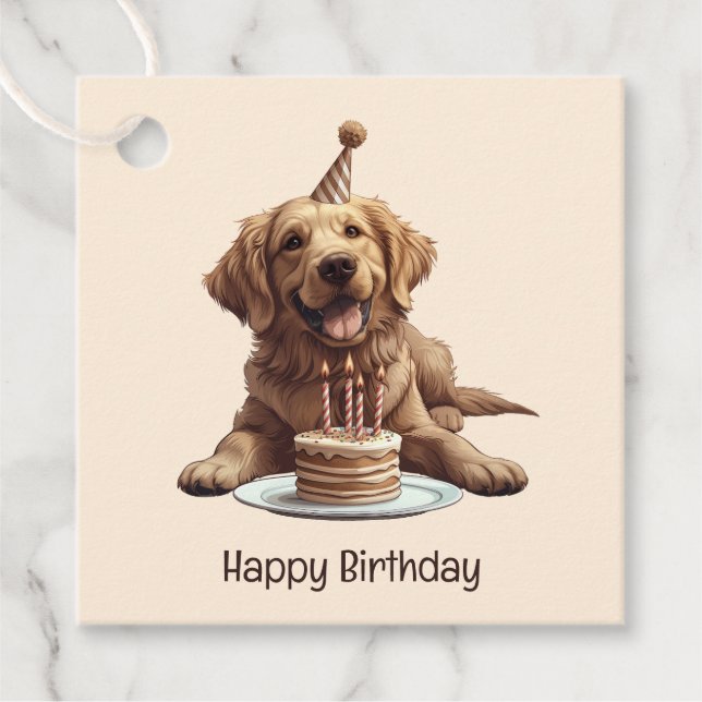 Grattis på födelsedagen Golden Retriever Hund Gåvor Etiketter (Framsida)