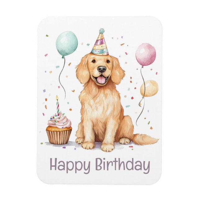 Grattis på födelsedagen Golden Retriever Hund Magnet (Vertikal)