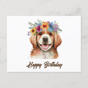 Grattis på födelsedagen Golden Retriever Hund och Vykort