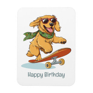 Grattis på födelsedagen Golden Retriever-hund Skat Magnet