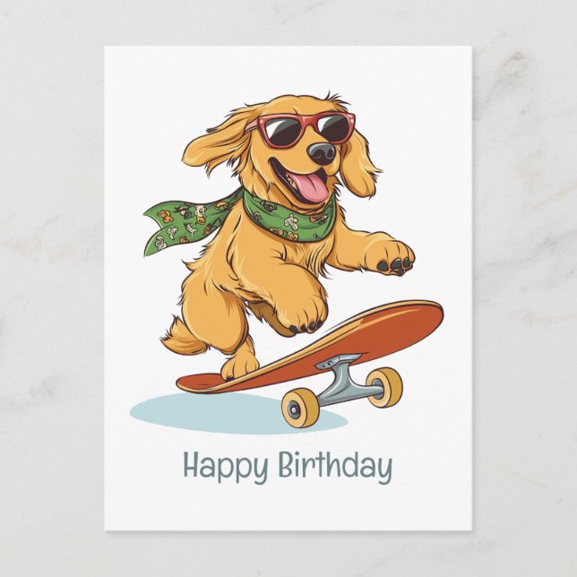 Grattis på födelsedagen Golden Retriever Hund Skat Vykort (Framsida)
