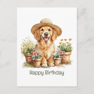 Grattis på födelsedagen Golden Retriever Hund Träd Vykort