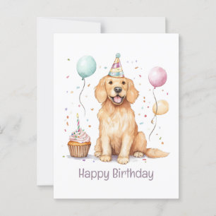 Grattis på födelsedagen Golden Retriever Hund Vykort