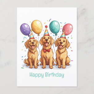 Grattis på födelsedagen Golden Retriever Hundar Vykort