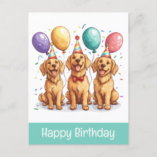 Grattis på födelsedagen Golden Retriever Hundar Vykort