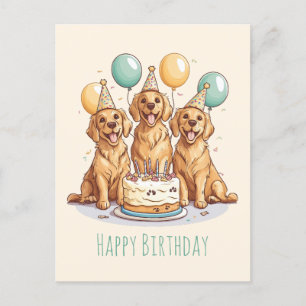 Grattis på födelsedagen Golden Retriever Hundar Vykort