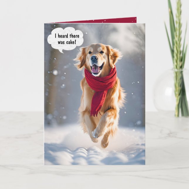 Grattis på födelsedagen Golden Retriever i Snö Kort (Framsida)
