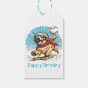 Grattis på födelsedagen Golden Retriever som spela Presentetikett