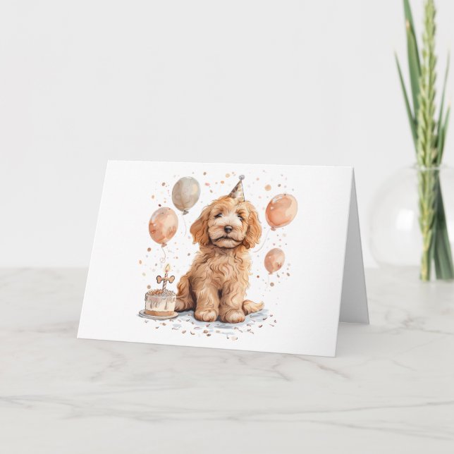 Grattis på födelsedagen Goldendoodle Hund Birthday Kort (Framsida)