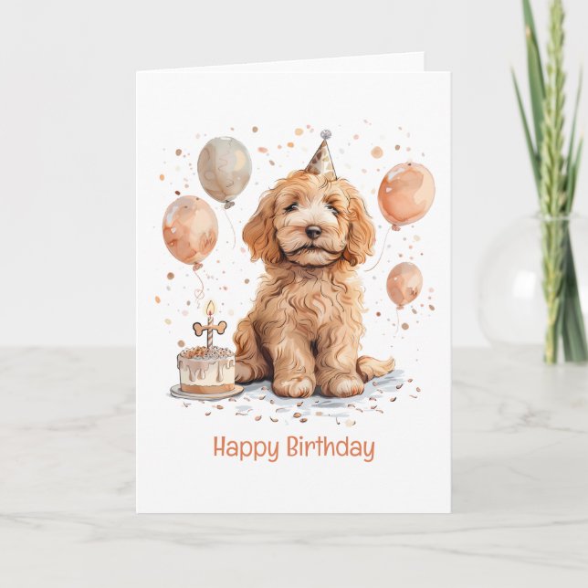 Grattis på födelsedagen Goldendoodle Hund Birthday Kort (Framsida)
