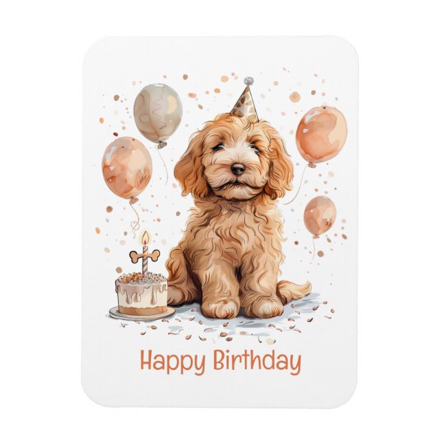 Grattis på födelsedagen Goldendoodle Hund Birthday Magnet (Vertikal)