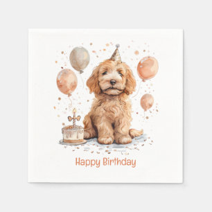 Grattis på födelsedagen Goldendoodle Hund Birthday Pappersservett
