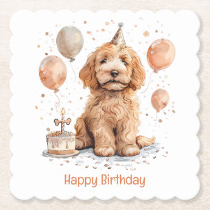 Grattis på födelsedagen Goldendoodle Hund Birthday Underlägg Papper