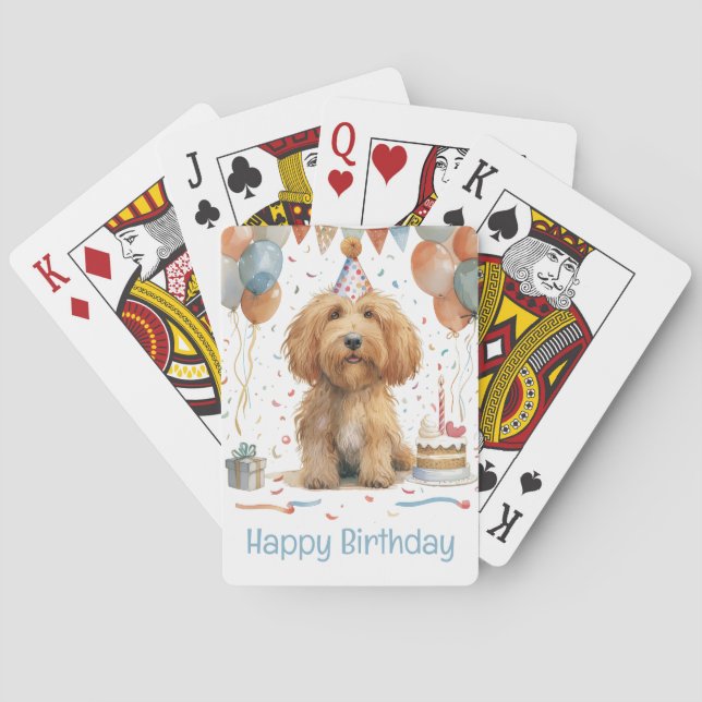 Grattis på födelsedagen Goldendoodle Hund Casinokort (Baksidan)