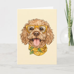 Grattis på födelsedagen Goldendoodle Hund Solglasö Kort