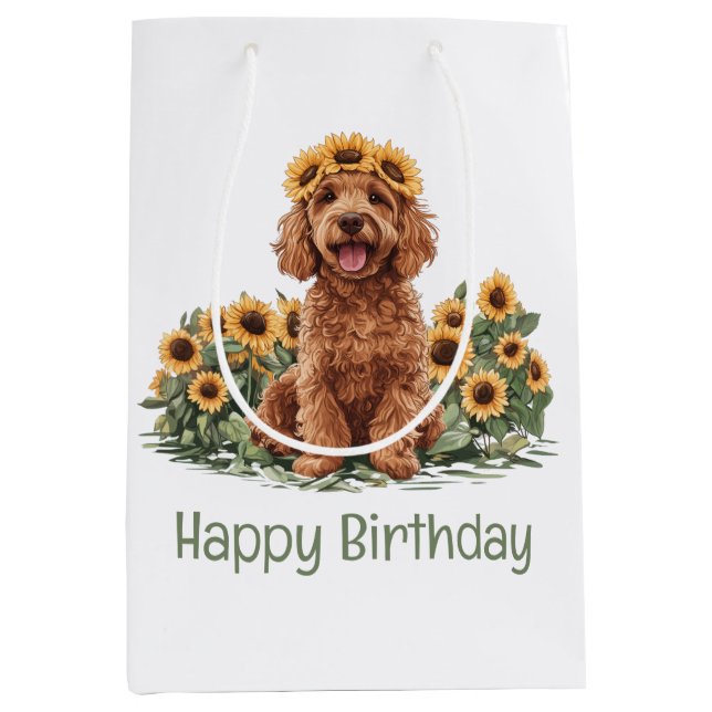 Grattis på födelsedagen Goldendoodle Hund Solros K (Framsidan)