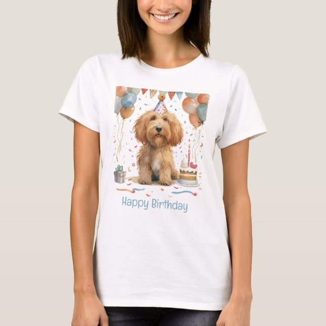 Grattis på födelsedagen Goldendoodle Hund T Shirt (Framsida)