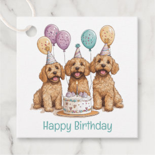 Grattis på födelsedagen Goldendoodle Hundar Birthd Gåvor Etiketter