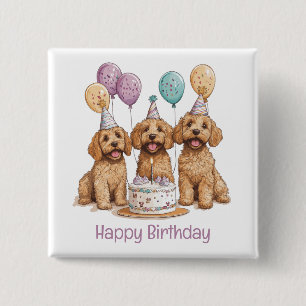 Grattis på födelsedagen Goldendoodle Hundar Birthd Knapp