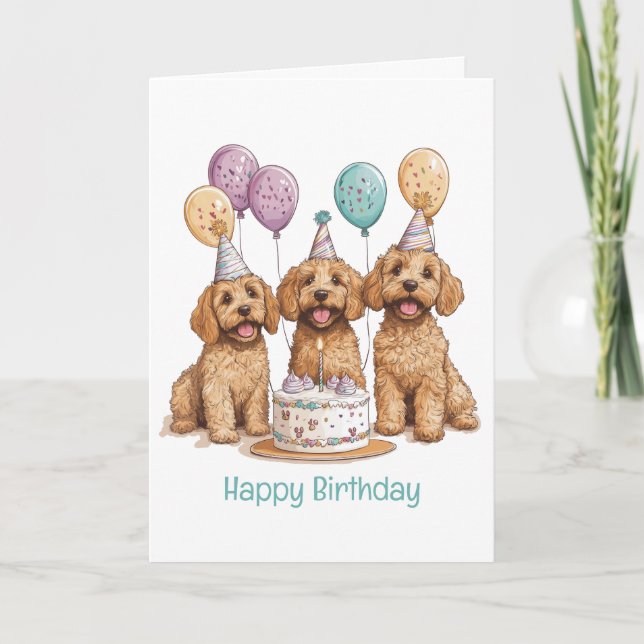 Grattis på födelsedagen Goldendoodle Hundar Birthd Kort (Framsida)