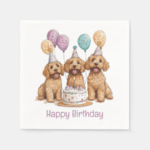 Grattis på födelsedagen Goldendoodle Hundar Birthd Pappersservett
