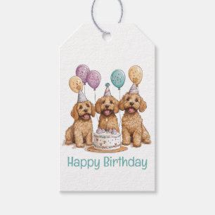 Grattis på födelsedagen Goldendoodle Hundar Birthd Presentetikett