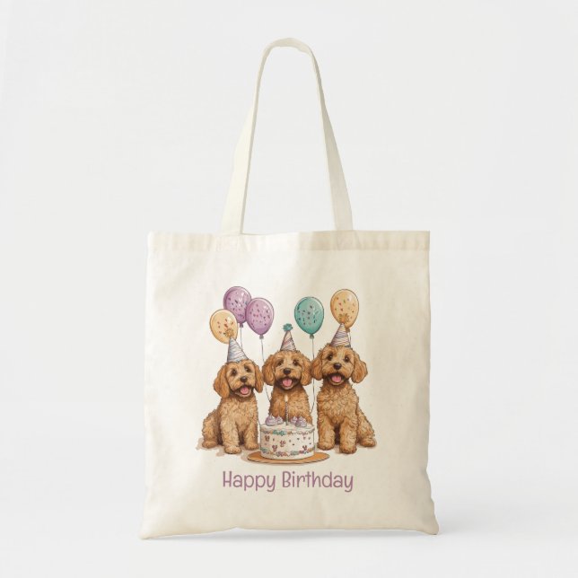 Grattis på födelsedagen Goldendoodle Hundar Birthd Tygkasse (Framsidan)