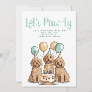 Grattis på födelsedagen Goldendoodle Hundar Inbjudningar