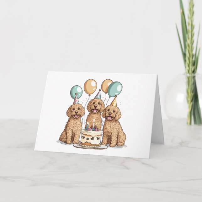 Grattis på födelsedagen Goldendoodle Hundar Kort (Framsida)