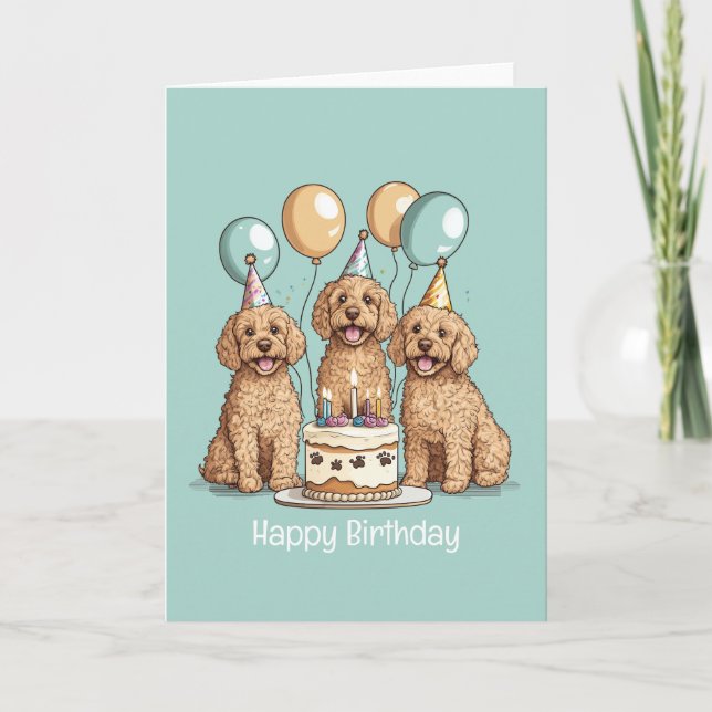Grattis på födelsedagen Goldendoodle Hundar Kort (Framsida)