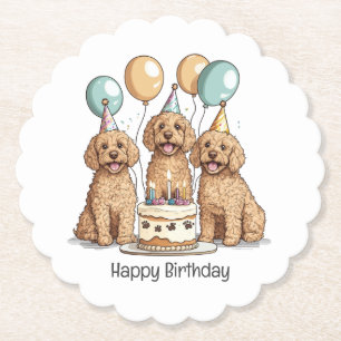 Grattis på födelsedagen Goldendoodle Hundar Underlägg Papper