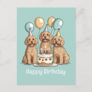 Grattis på födelsedagen Goldendoodle Hundar Vykort
